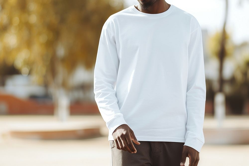 White long sleeve mockup apparel clothing knitwear.