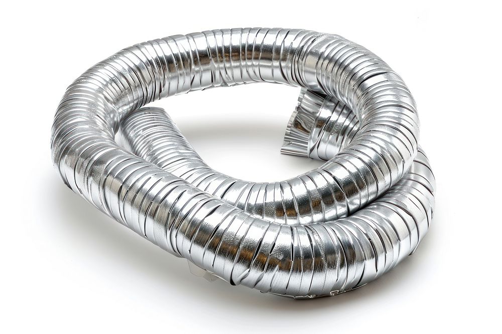 Flexible aluminum foil hose white background aluminium jewelry.
