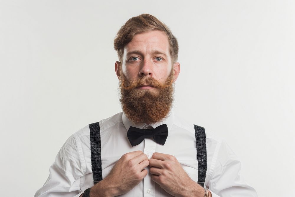 Bearded man adult tie white background.