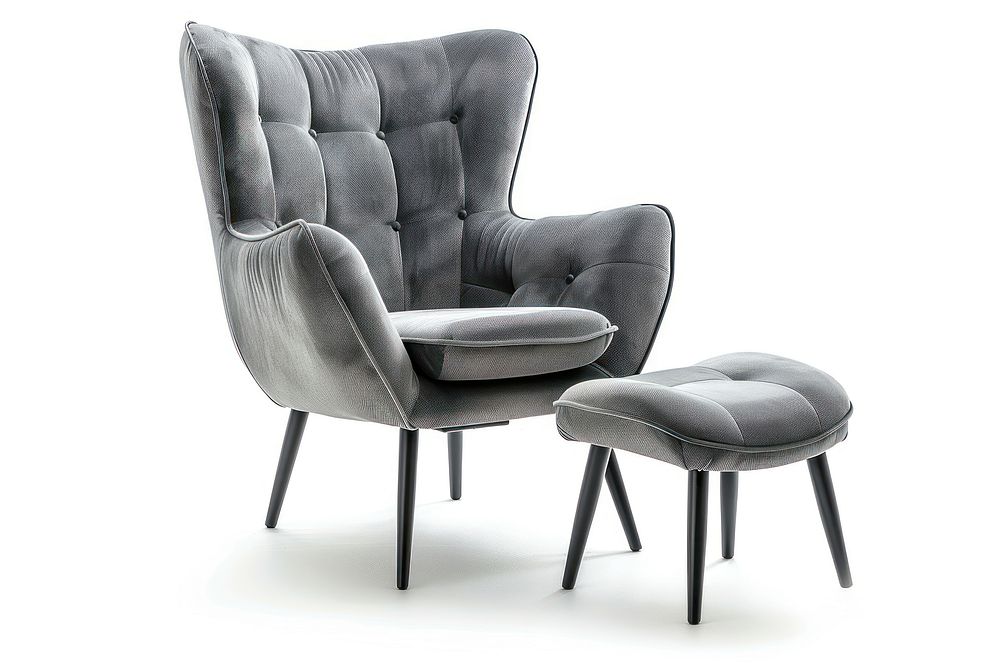 Gray color armchair furniture white background comfortable.
