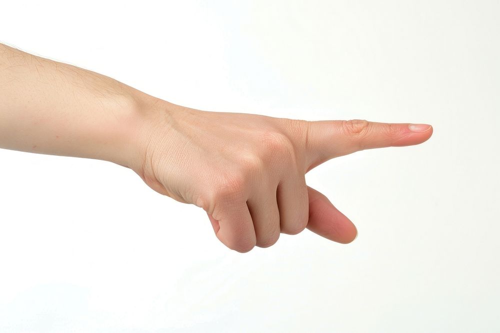 Hand Points A Finger finger hand white background.