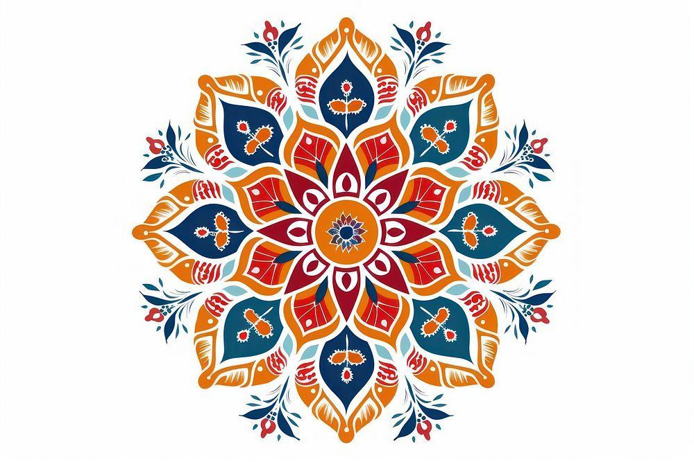 Indian easy rangoli design pattern art white background.