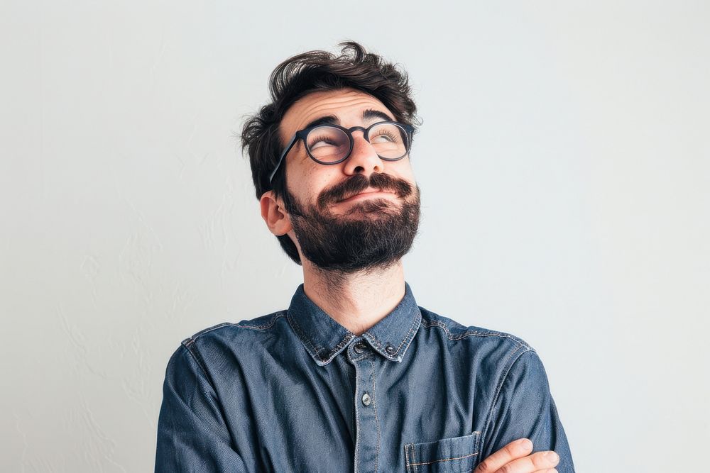 Man looking happy portrait beard adult.