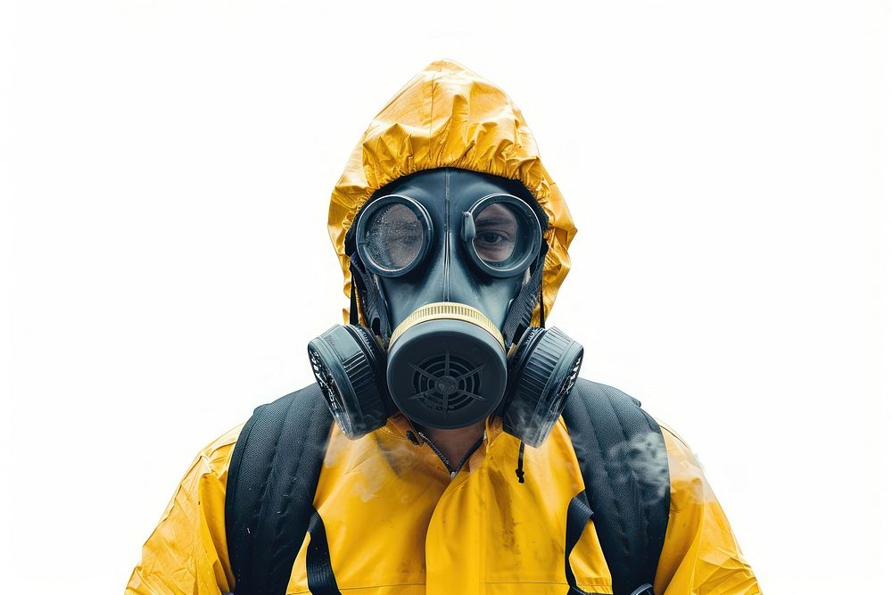 Man wearing radioactive mask adult protection disguise.