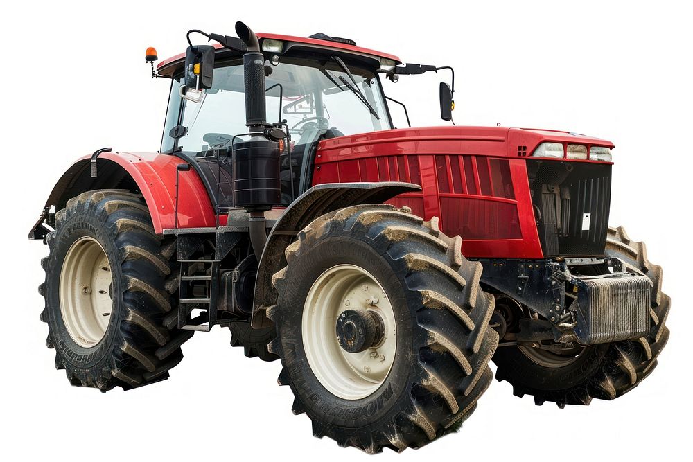 New farm tractor vehicle white background transportation.