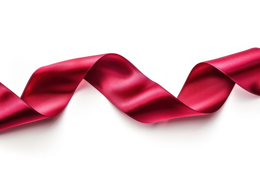 Shiny red satin ribbon backgrounds silk white background.