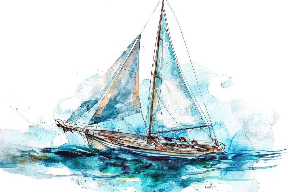 Stylized watercolor Sailboat sailboat transportation.