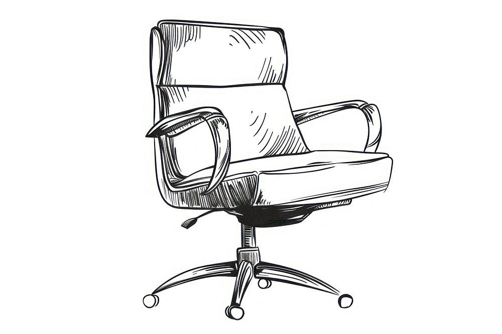 Office chair doodle furniture armchair art.