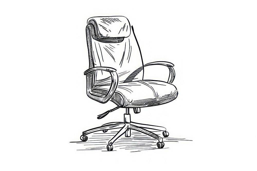 Office chair doodle illustrated furniture indoors.