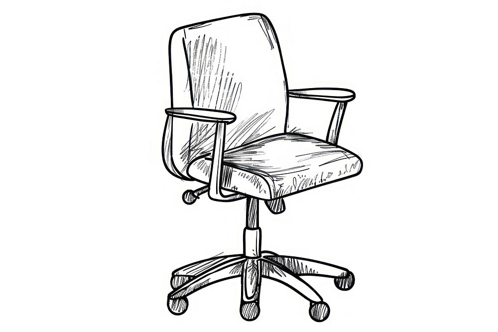 Office chair doodle furniture armchair art.