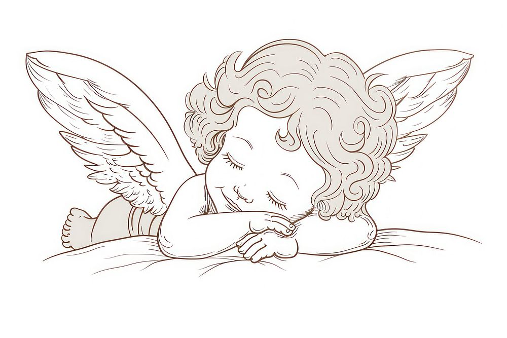 Cherub doodle illustrated archangel drawing.