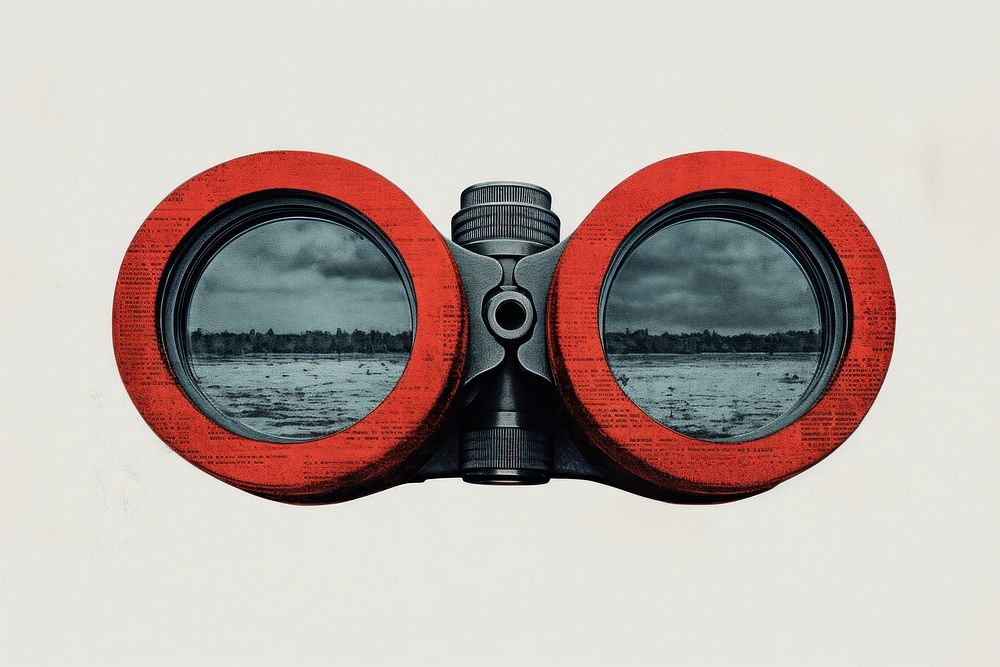 Binoculars red reflection porthole.