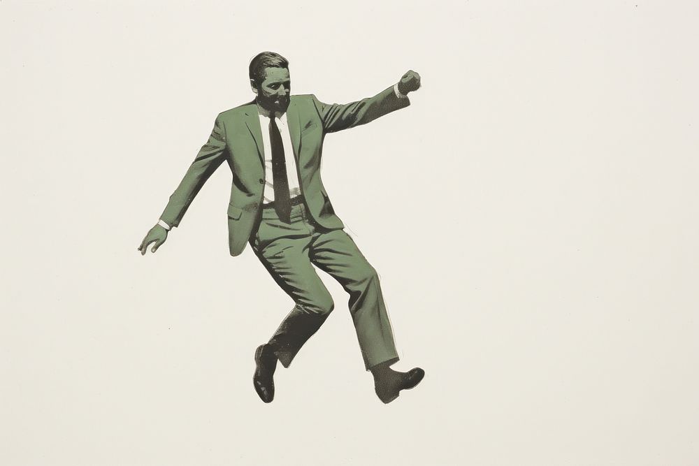 Businessman looking happy jumping adult art.