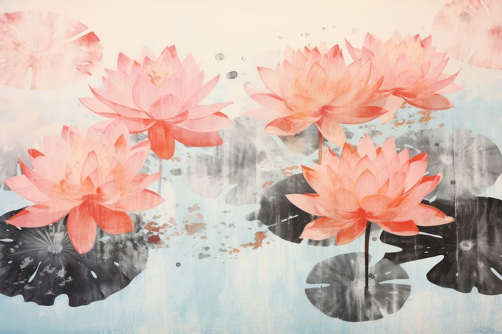 Water lilys art painting flower.