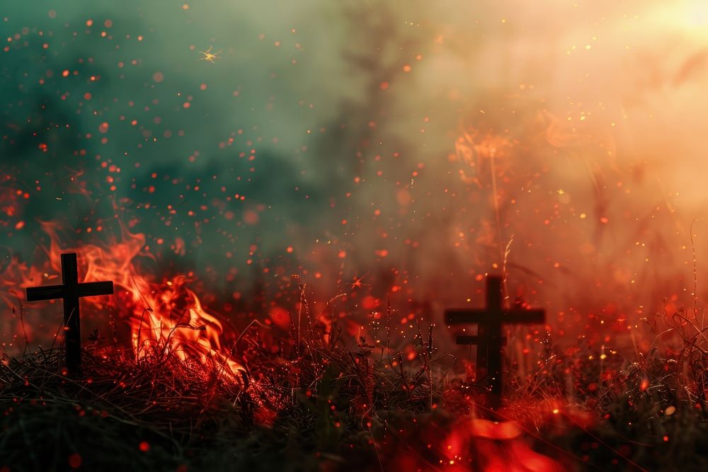 Cross flame fire graveyard.