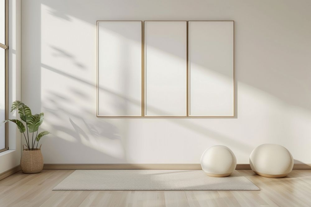 White blank picture frame mockups wall architecture windowsill.