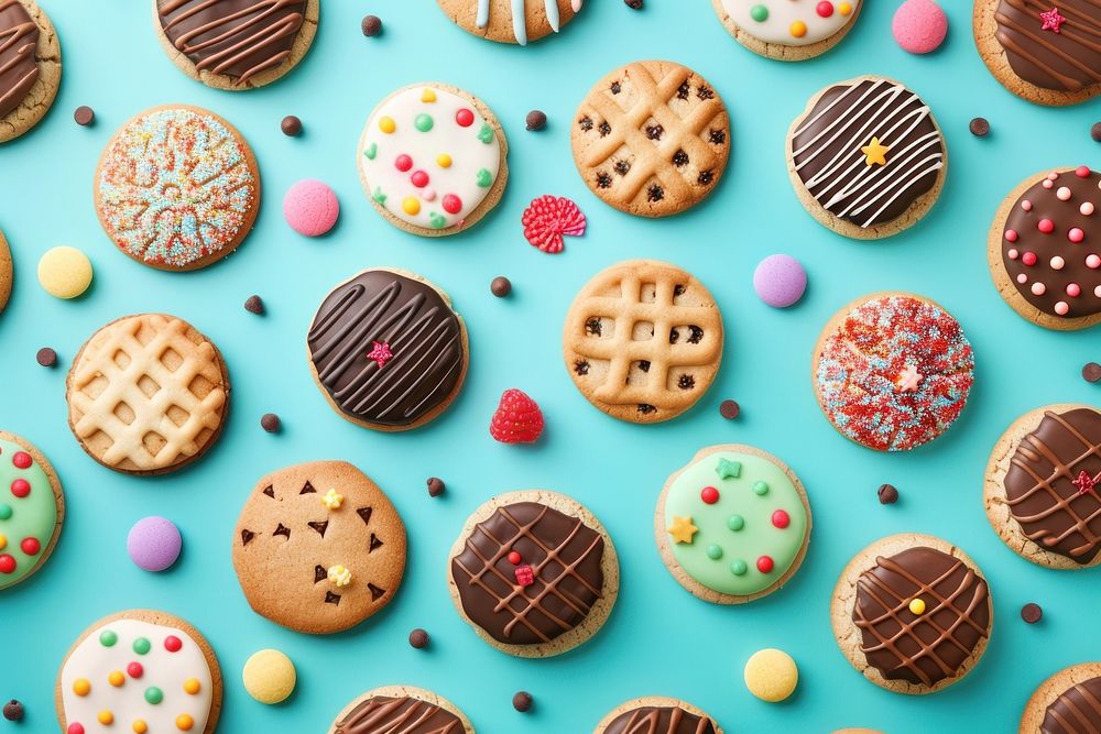 Delicious cookies arrangement backgrounds dessert biscuit.