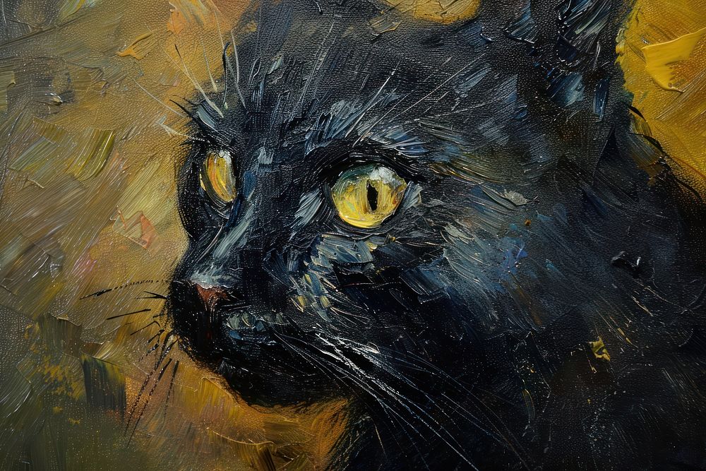 Black cat painting black cat wildlife.