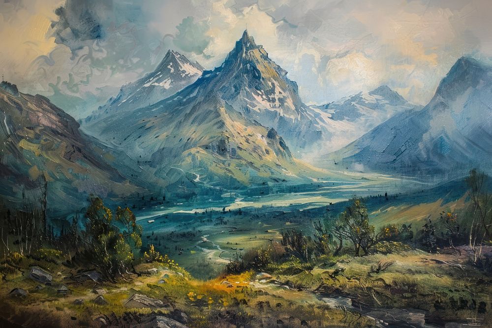 Mountain painting mountain wilderness.