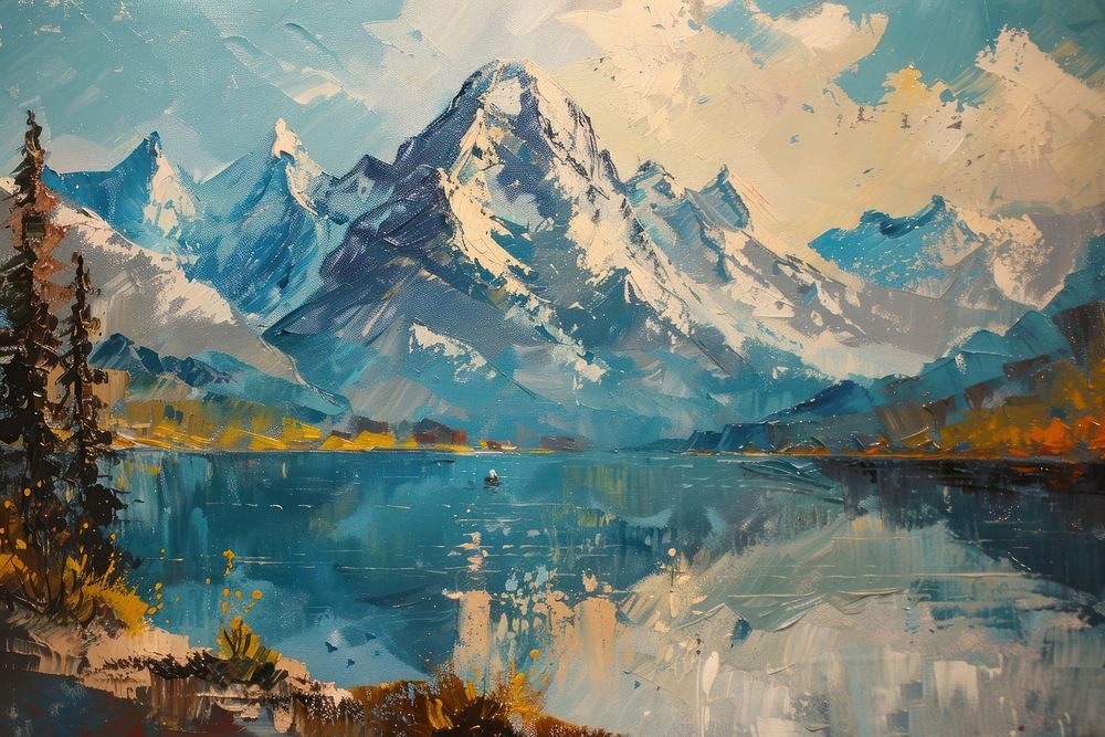 Mountain painting mountain landscape.