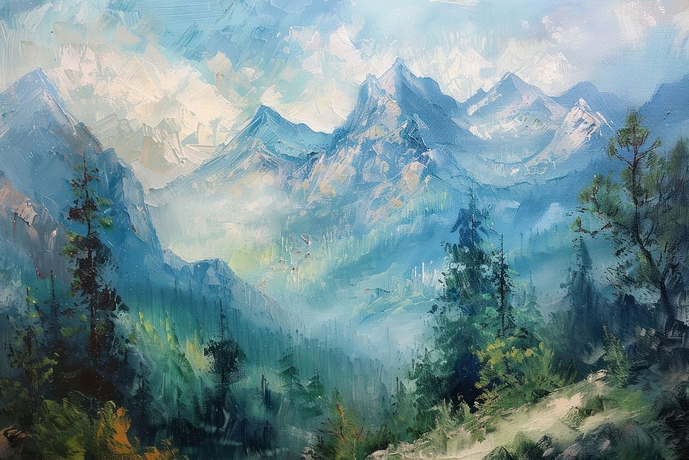 Mountain painting mountain wilderness.