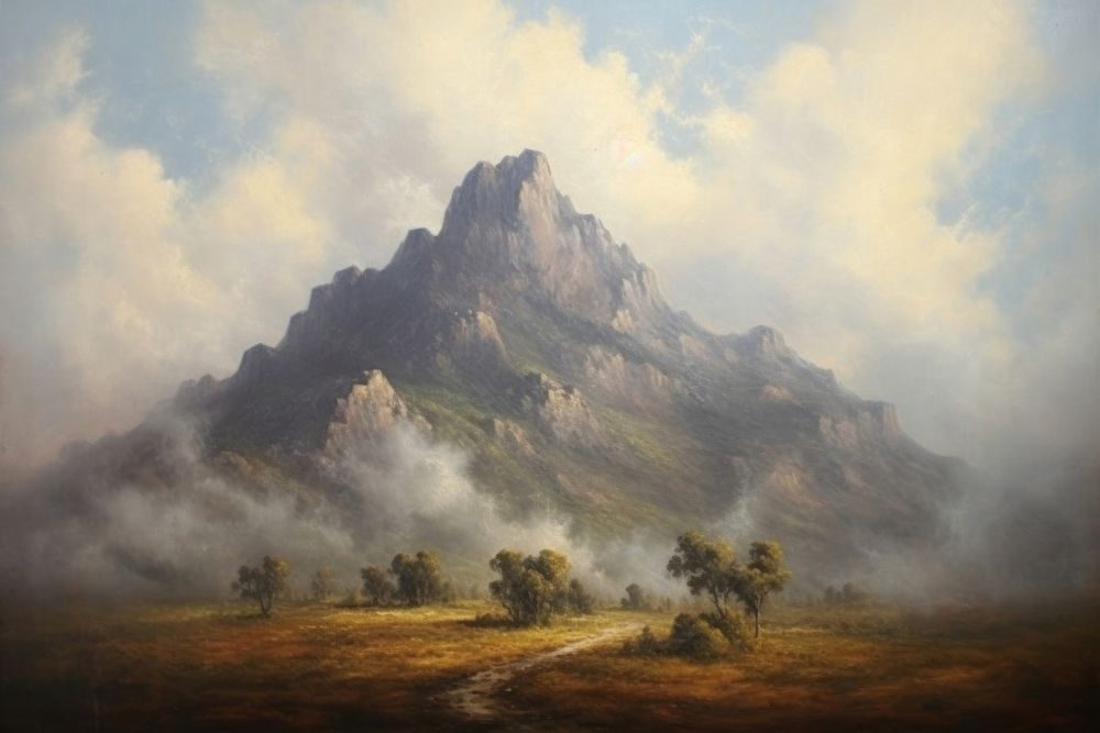 Mountain painting art landscape.