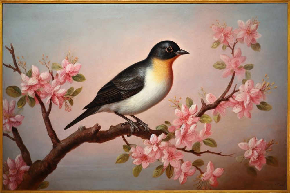 Painting bird art blossom.