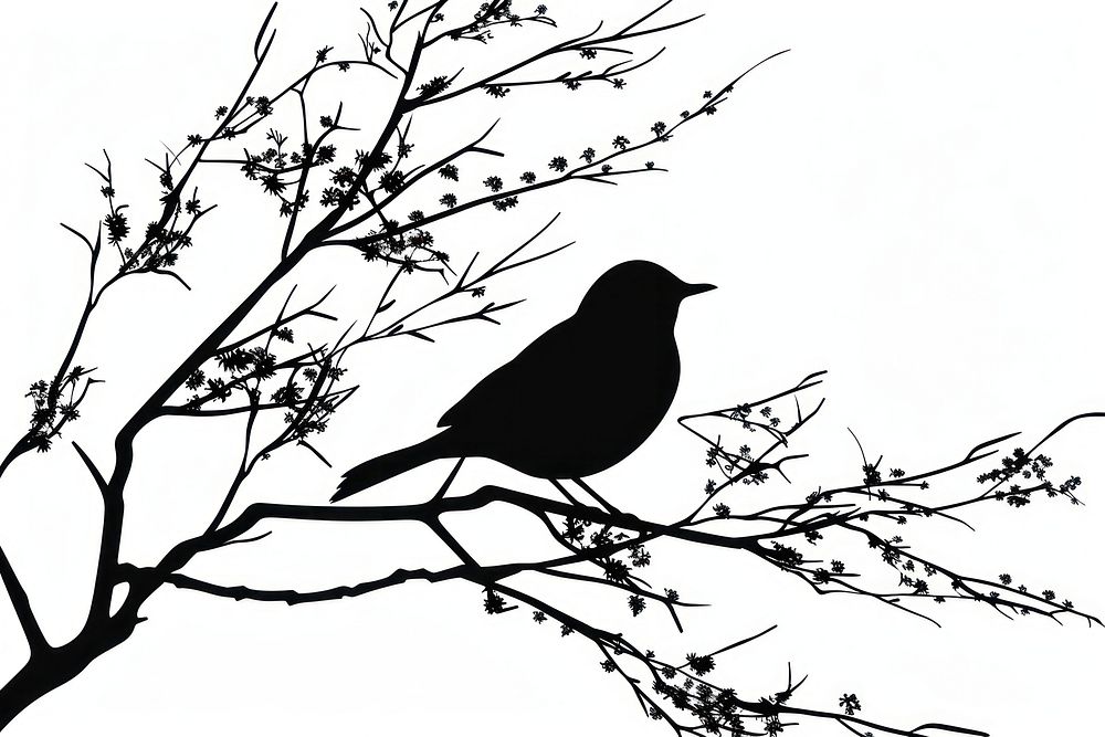 Silhouette bird backlighting blackbird.