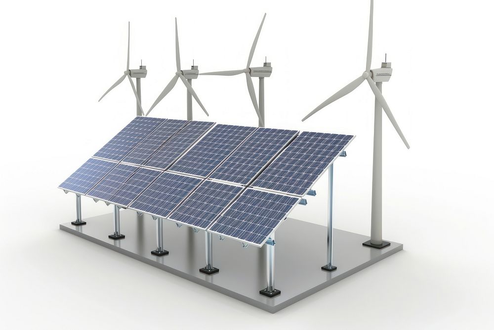 Solar panel and 4 wind turbine solar panels machine engine.
