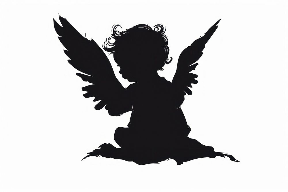 Baby angel silhouette clip art stencil person human.