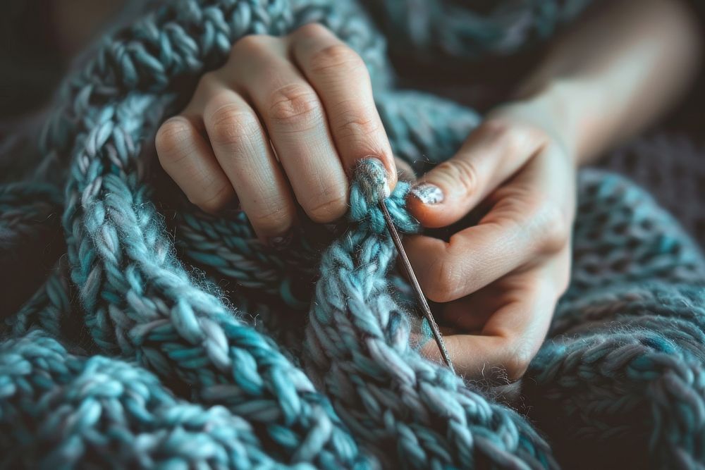 Hand making Knitting knitting fingernail bracelet.