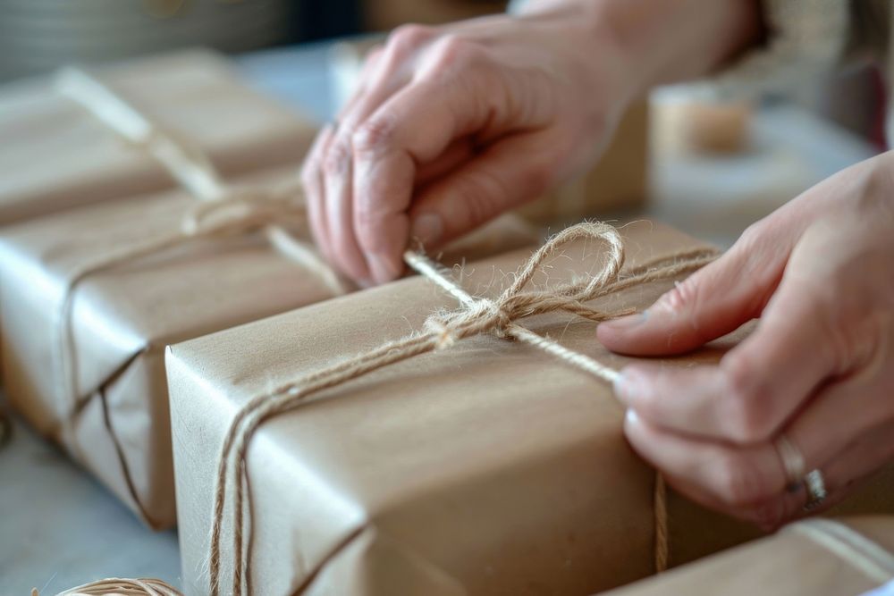 Hand Wrapping gifts hand celebration accessories.