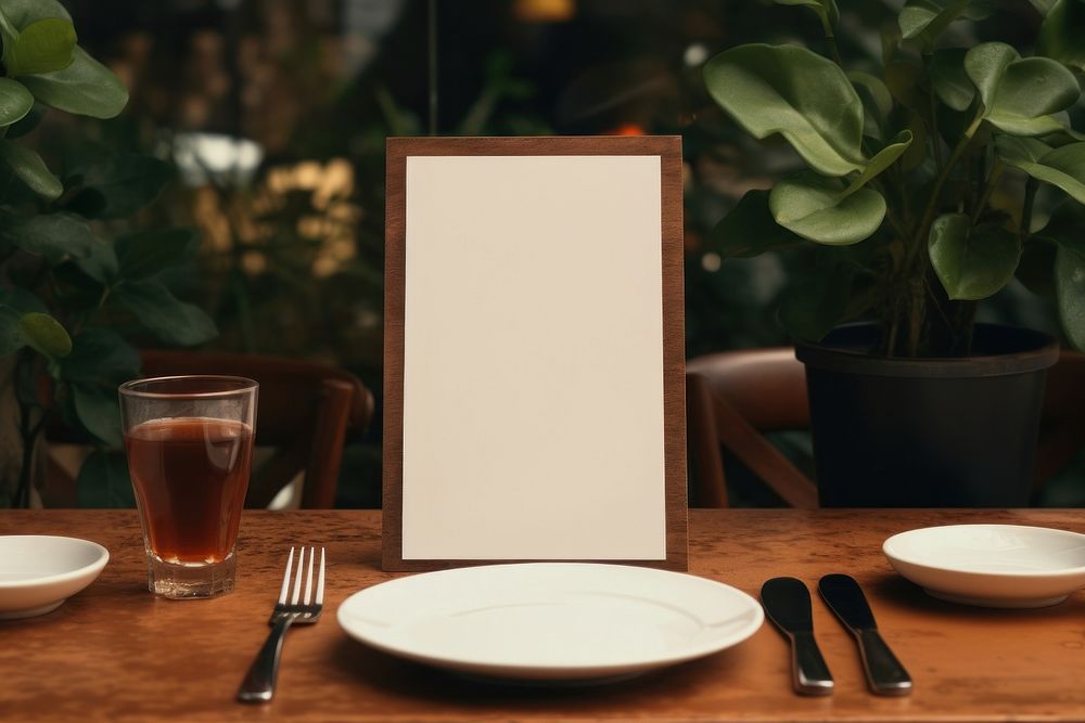 Blank menu ofa bar with a italian mockup table furniture tabletop.