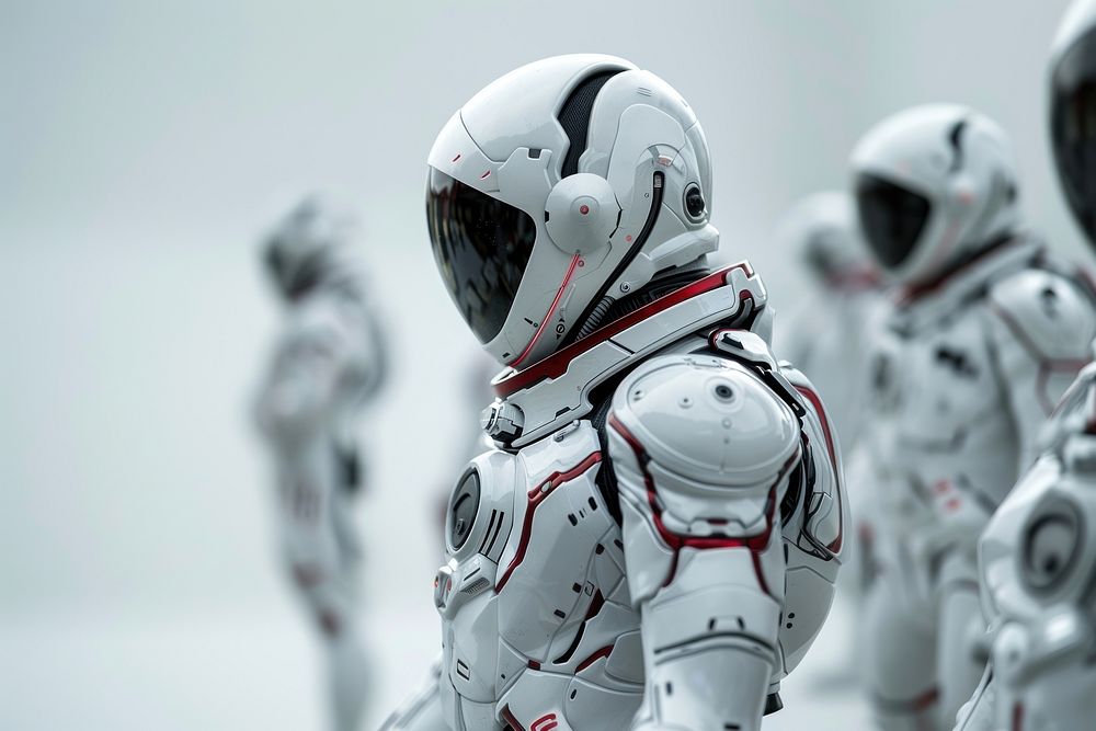 Astronaut suit helmet robot white.