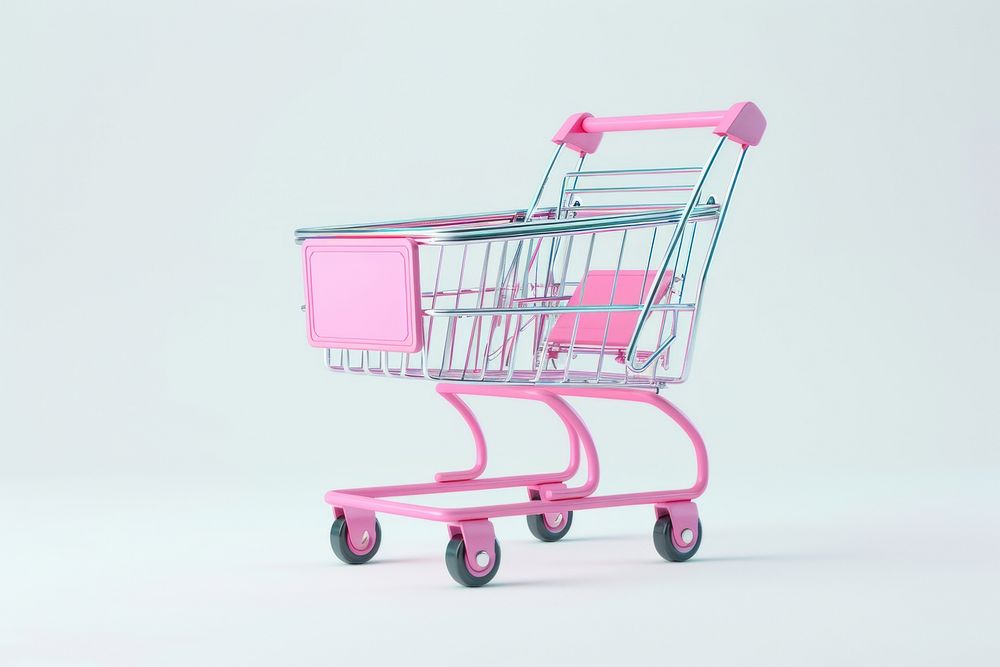 3D Illustration of shopping cart furniture machine wheel.