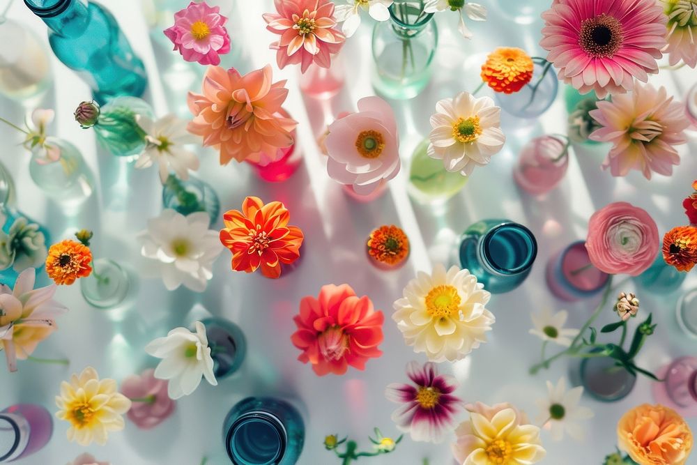 Arrange flower vases backgrounds pattern nature.
