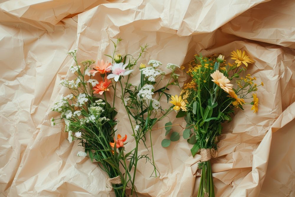 Wrapping in craft paper bouquets flower plant petal.
