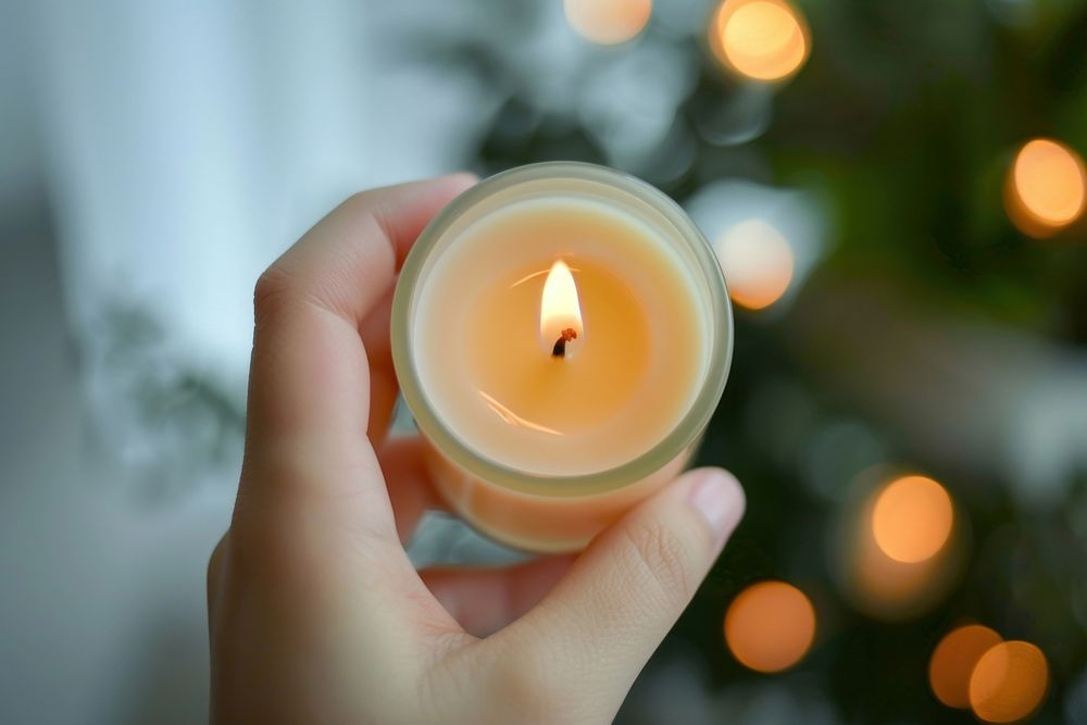 Make scented candle hand illuminated celebration.