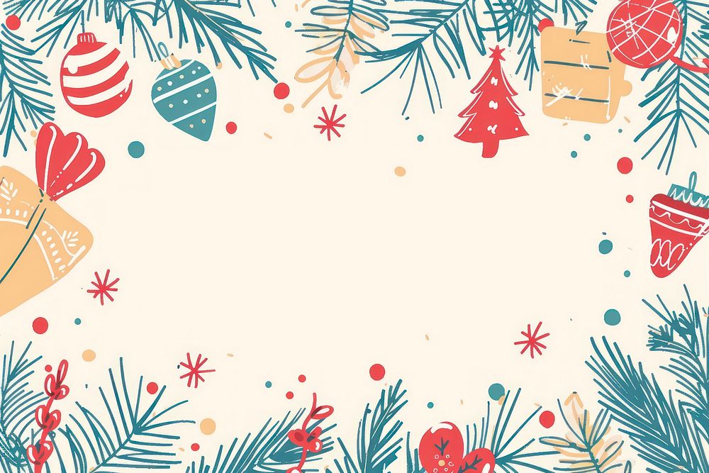 Christmas doodle colorful cute hand drawn border bottom pattern paper illuminated.