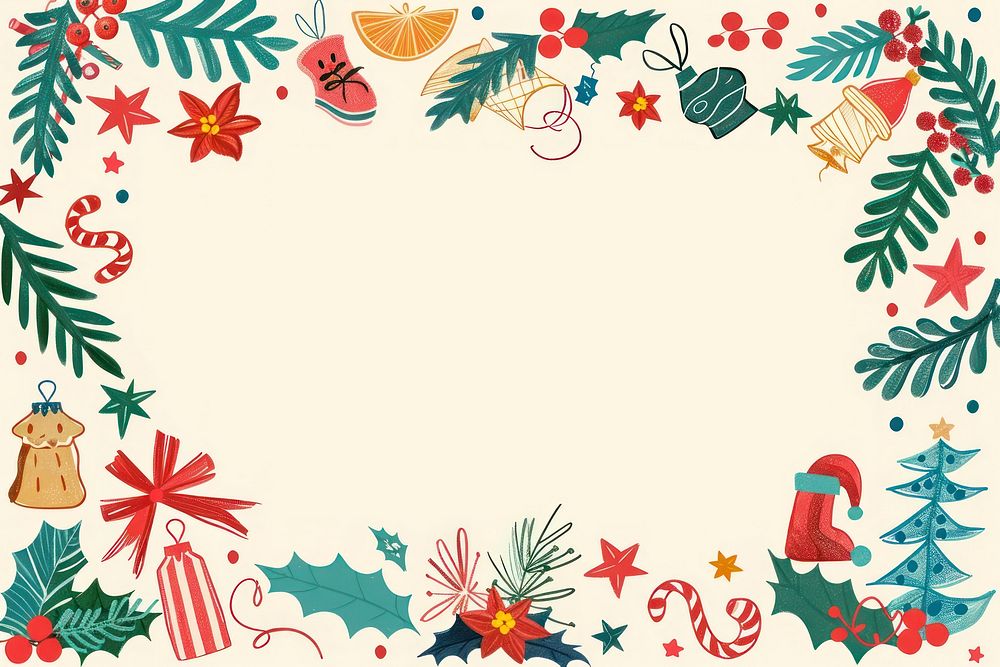 Christmasborder doodle colorful cute hand drawn pattern paper celebration.