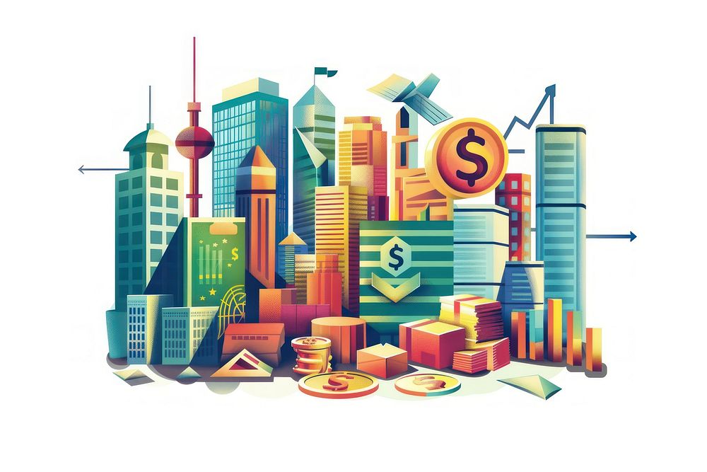 Economy illustrated metropolis graphics.