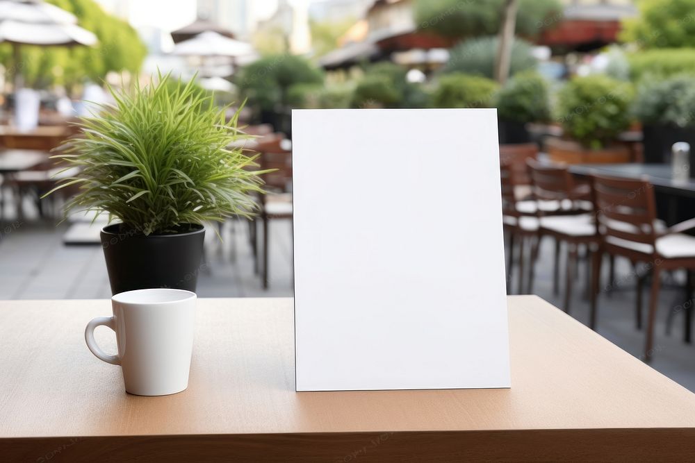 Blank menu mockup table electronics windowsill.