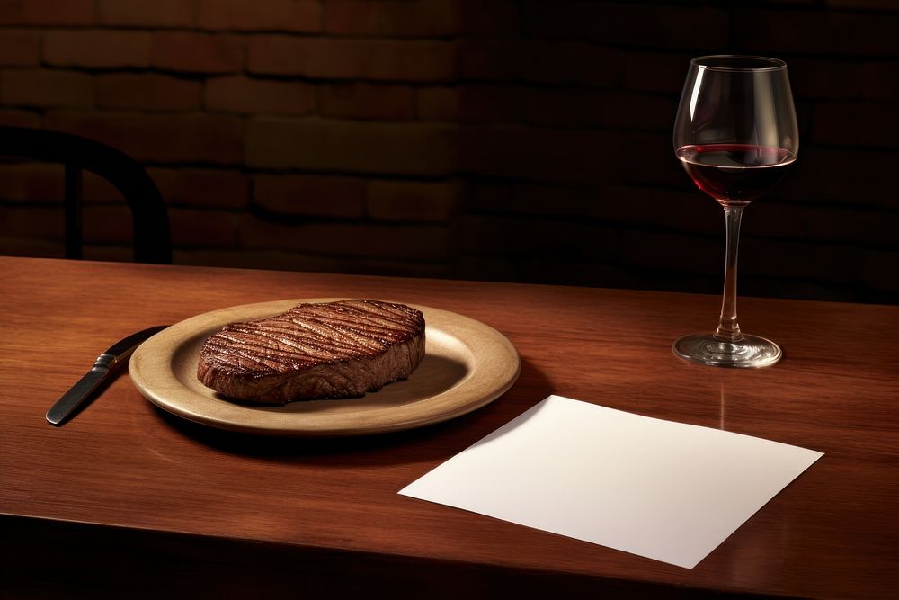 Empty menu mockup table steak furniture.
