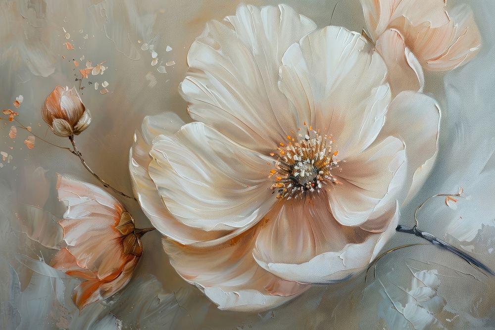 Close up on pale flower painting clothing blossom.