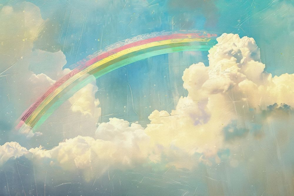Painting of a Rainbow rainbow cloud outdoors.