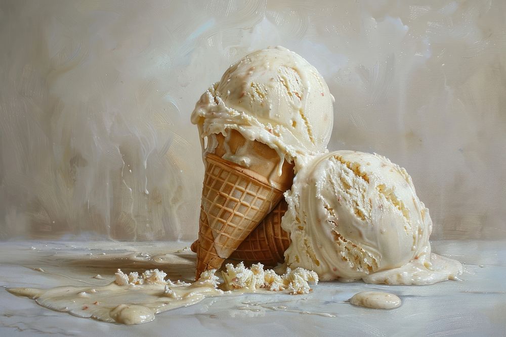 Close up on pale Ice cream ice cream dessert creme.