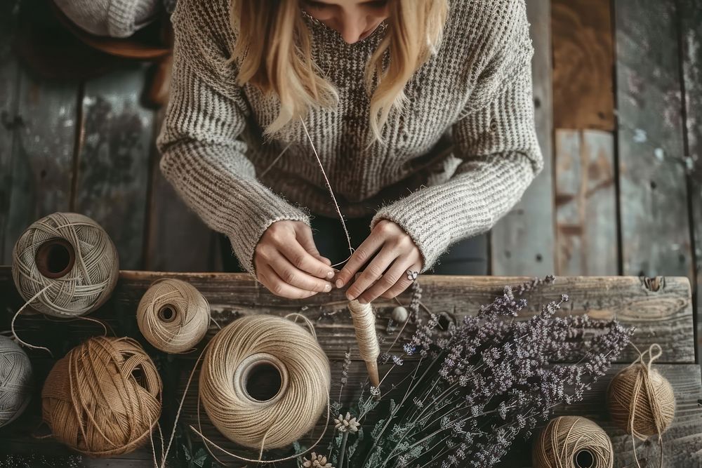 Woman making Sewing art creativity harvesting.
