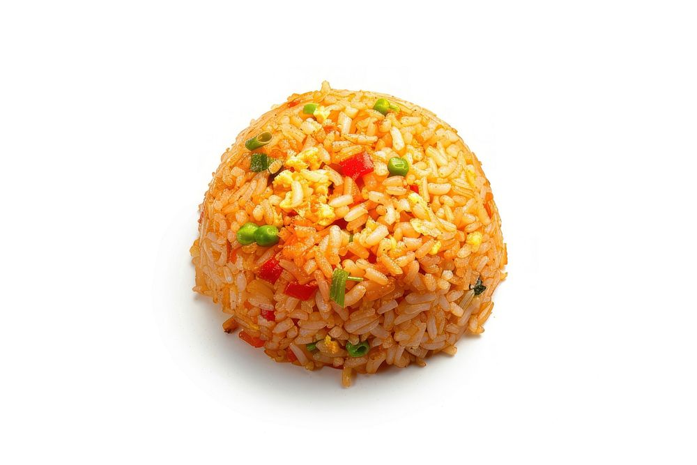 Fried rice food white background vegetable.