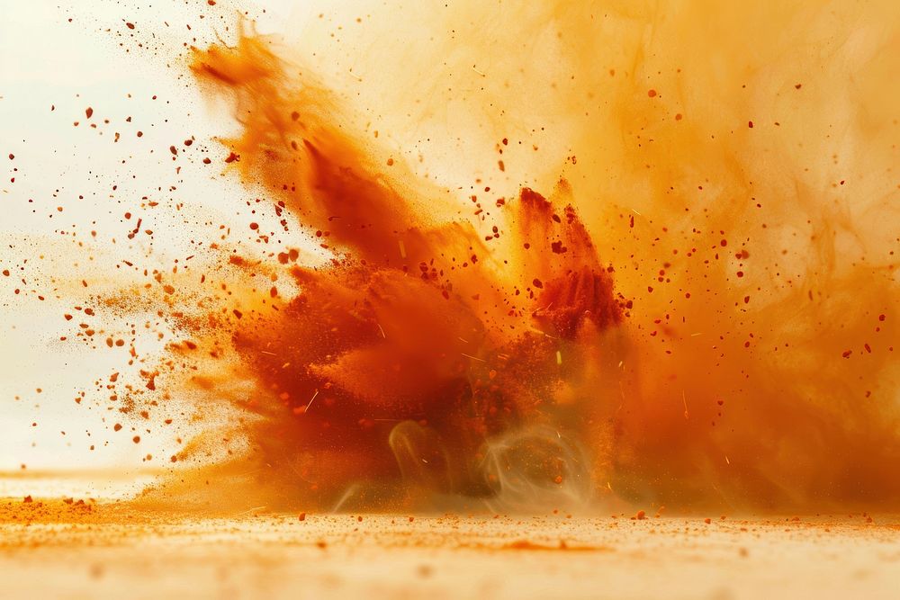 Spices powder burst fire art.