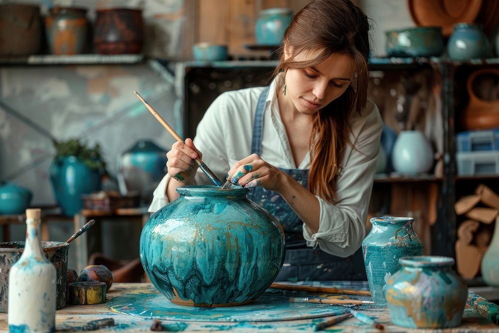 Painting pottery ceramic brush.